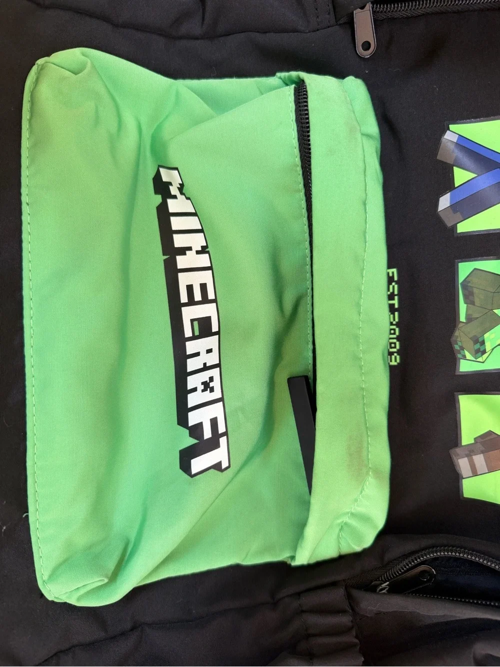 H&M Black and Green Minecraft Kids Backpack